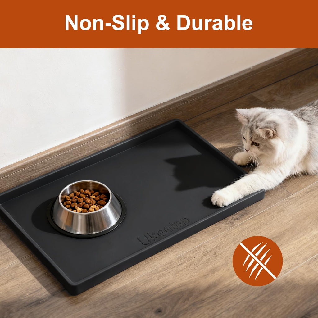 ukeetap Extra Thick Silicone Mat Waterproof with Raised Edge 34" x 22", Under Sink Mat for Kitchen & Bathroom, Kitchen Cabinet Liner, Multi-Purpose for Storage & Protection, Gray