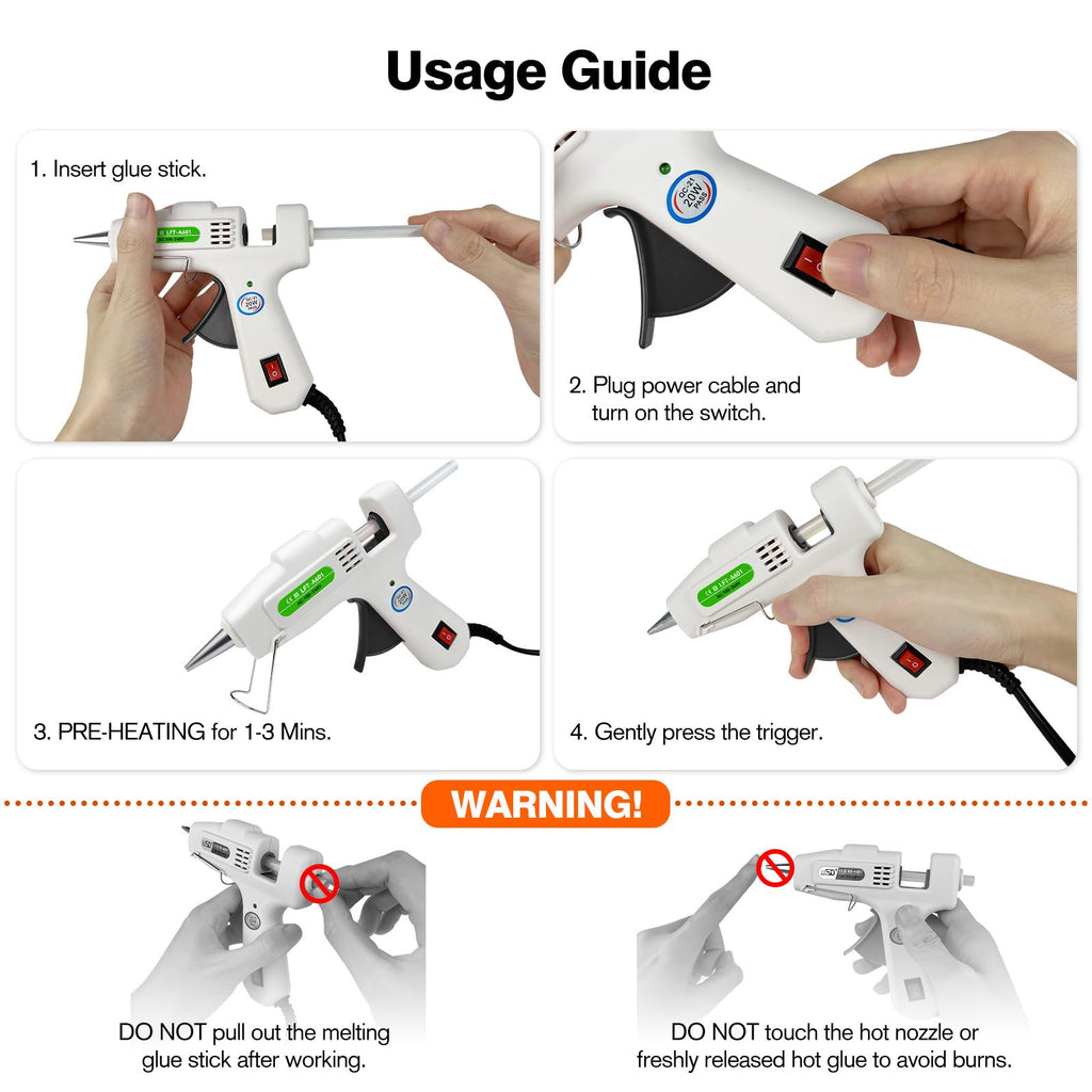 SHJADE Hot Glue Gun with 30 Glue Sticks, 20W Mini Hot Melt Gun Kit(White) | Fast Preheating, Ideal for School Crafts, DIY Arts, and Quick Home Repairs, Compact, Suitable for 0.27" Glue Sticks