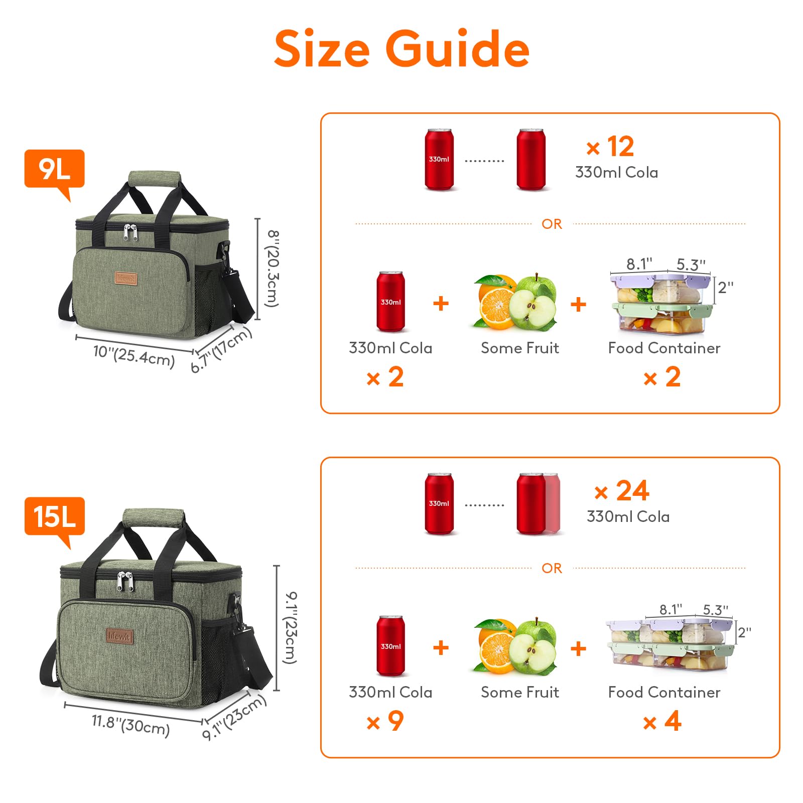 Lifewit Medium Lunch Bag, Insulated Lunch Box, Soft Cooler Cooling Tote for Adult Men Women, Black 12-Can (9L)