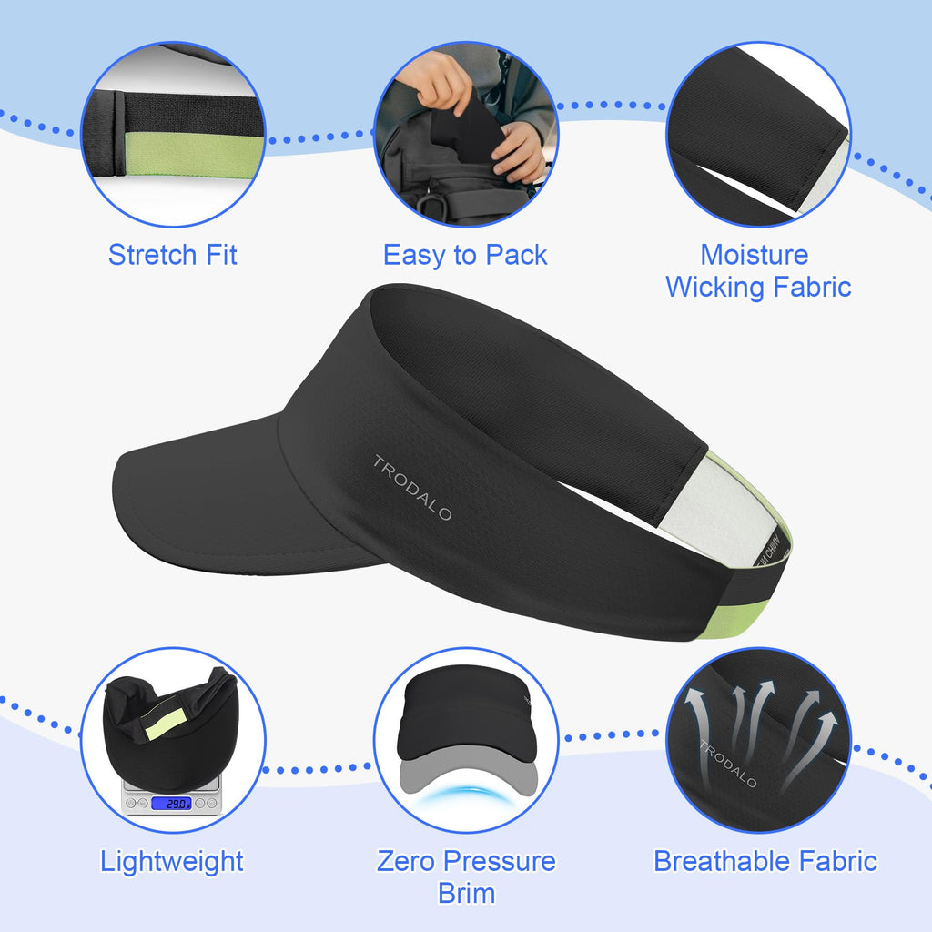Kids Sun Visor Hats for Girls Boys, Lightweight Cooling Stretchy Visor, Packable Sports Hat for Running, Tennis, Golf