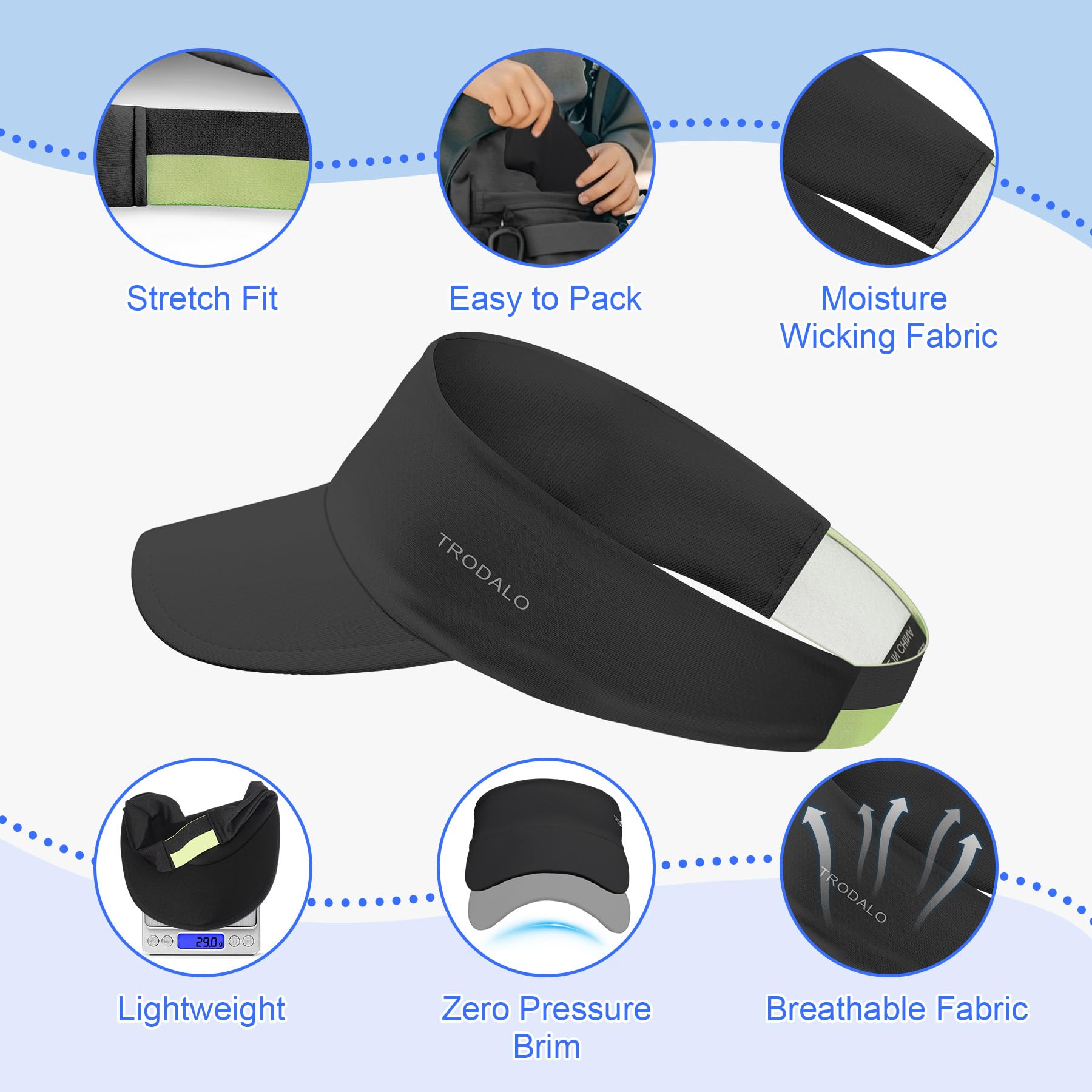 Kids Sun Visor Hats for Girls Boys, Lightweight Cooling Stretchy Visor, Packable Sports Hat for Running, Tennis, Golf