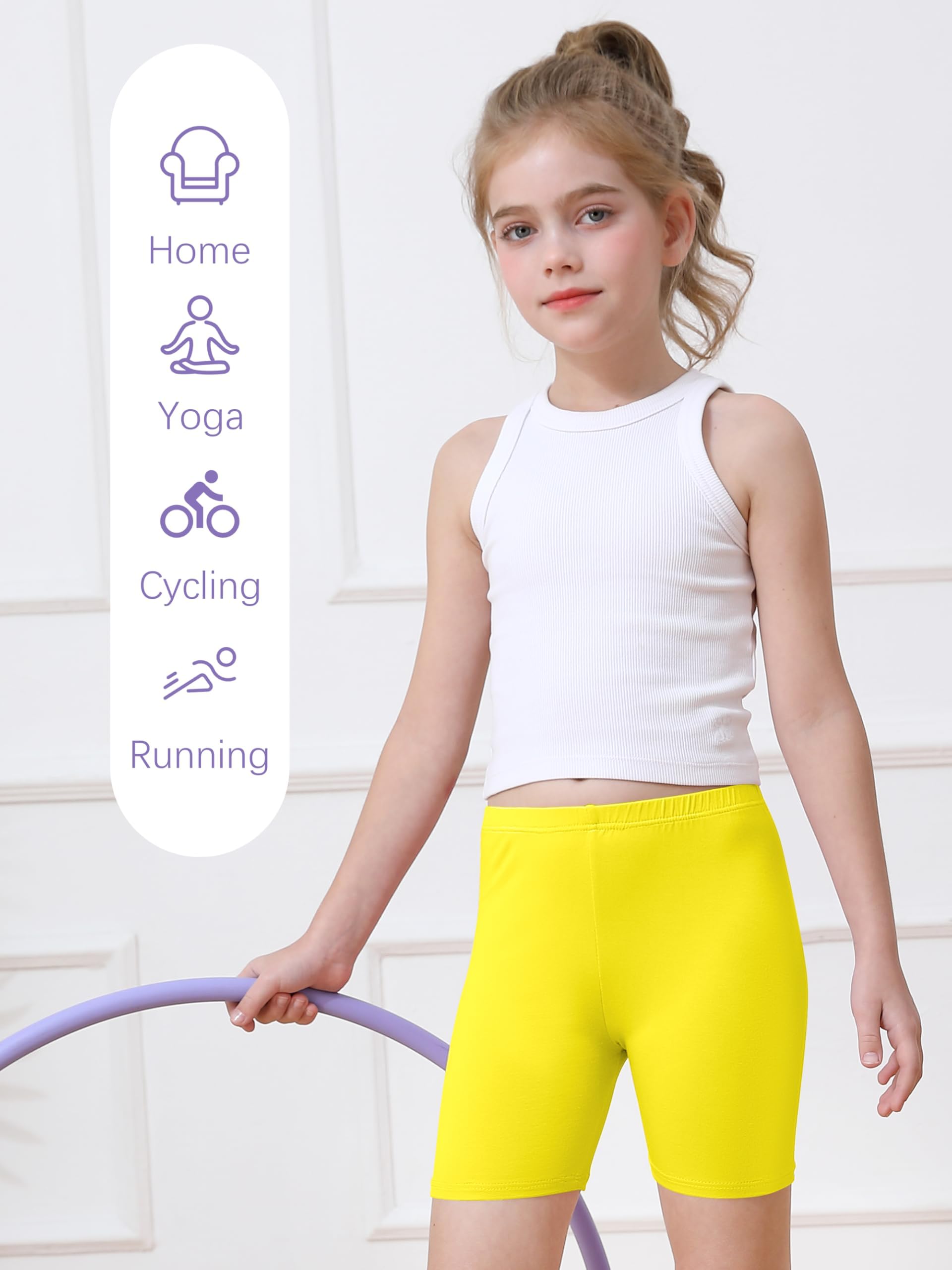 Resinta 6 Pack Girls Bike Shorts Under Dress Dance Cartwheel Shorts for Toddler Kids Summer Clothes Multicolor