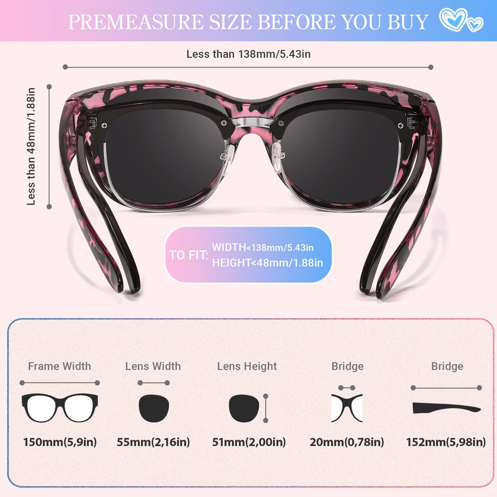 Myiaur Polarized Fit Over Glasses Sunglasses for Women, Trendy Wear Over Glasses UV400 Protection for Driving Outdoor