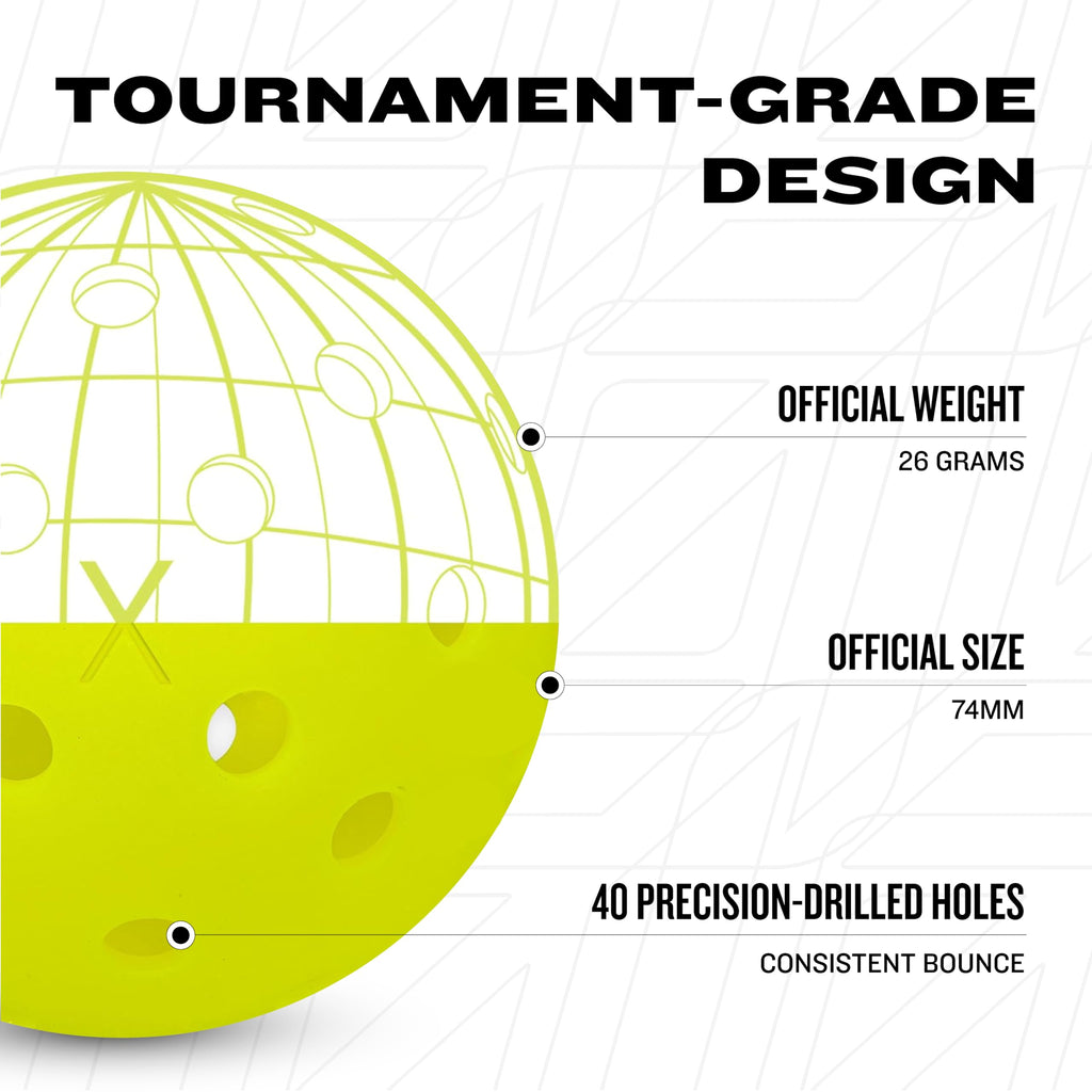 Franklin Sports X-40 Outdoor Pickleballs - Official Ball of USA Pickleball, APP Tour + US Open - Regulation Size