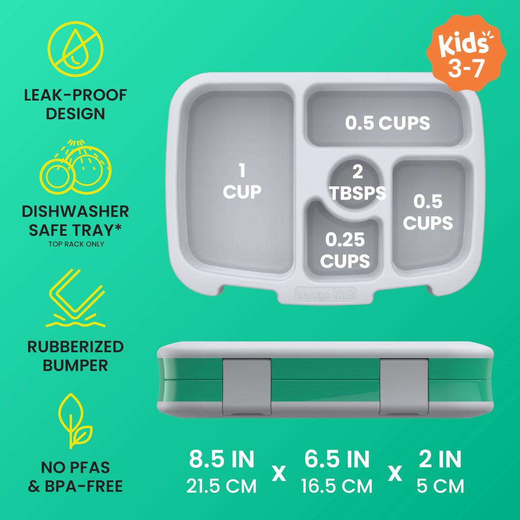 Bentgo Kids Prints Leak-Proof, 5-Compartment Bento-Style Kids Lunch Box - Ideal Portion Sizes for Ages 3-7, Durable, Drop-Proof, Dishwasher Safe, & PFAS & BPA-Free Materials (Unicorn)