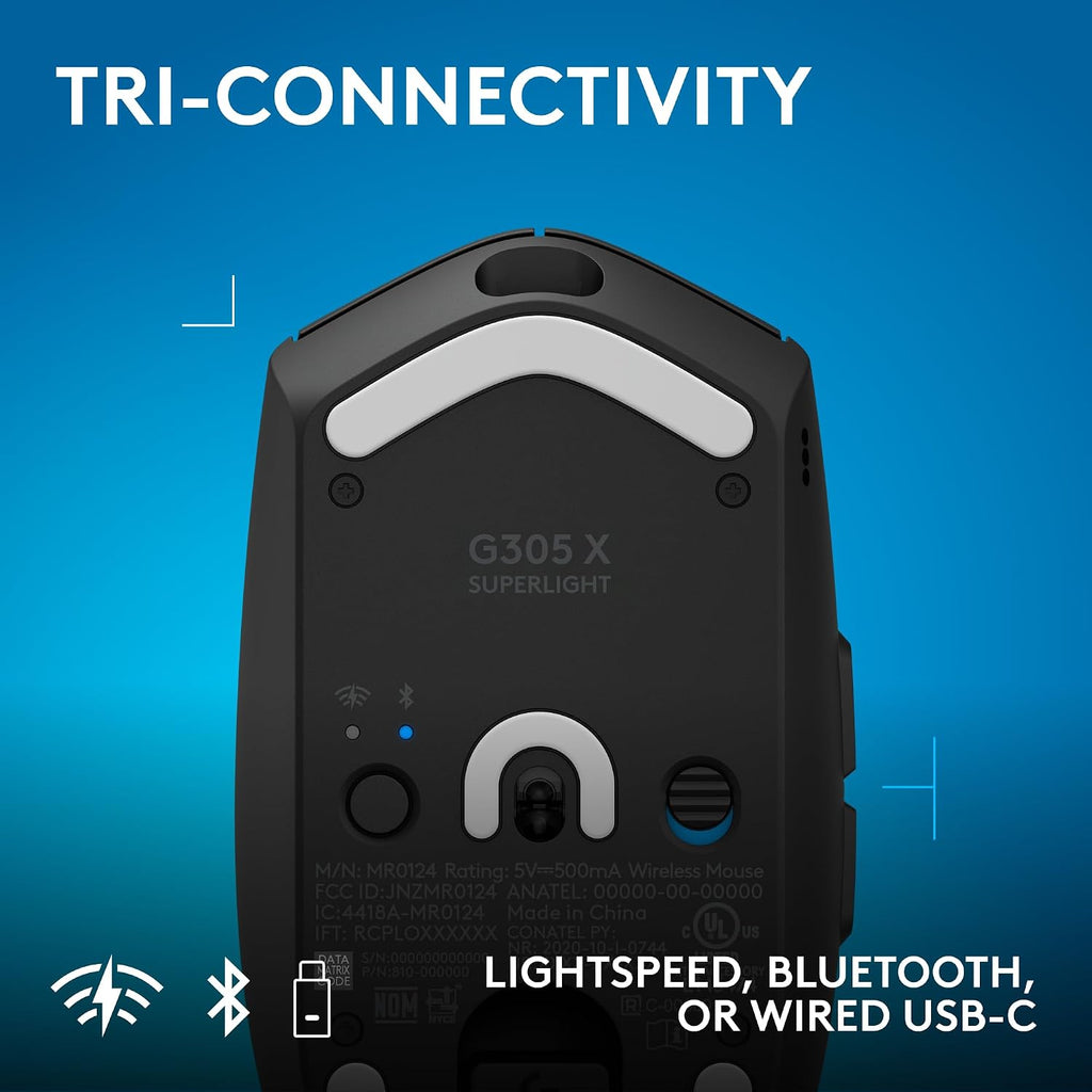 Logitech G305 Lightspeed Wireless Gaming Mouse, Hero Sensor, 12,000 DPI, Lightweight, 6 Programmable Buttons, 250h Battery, On-Board Memory, Compatible with PC, Mac - Black