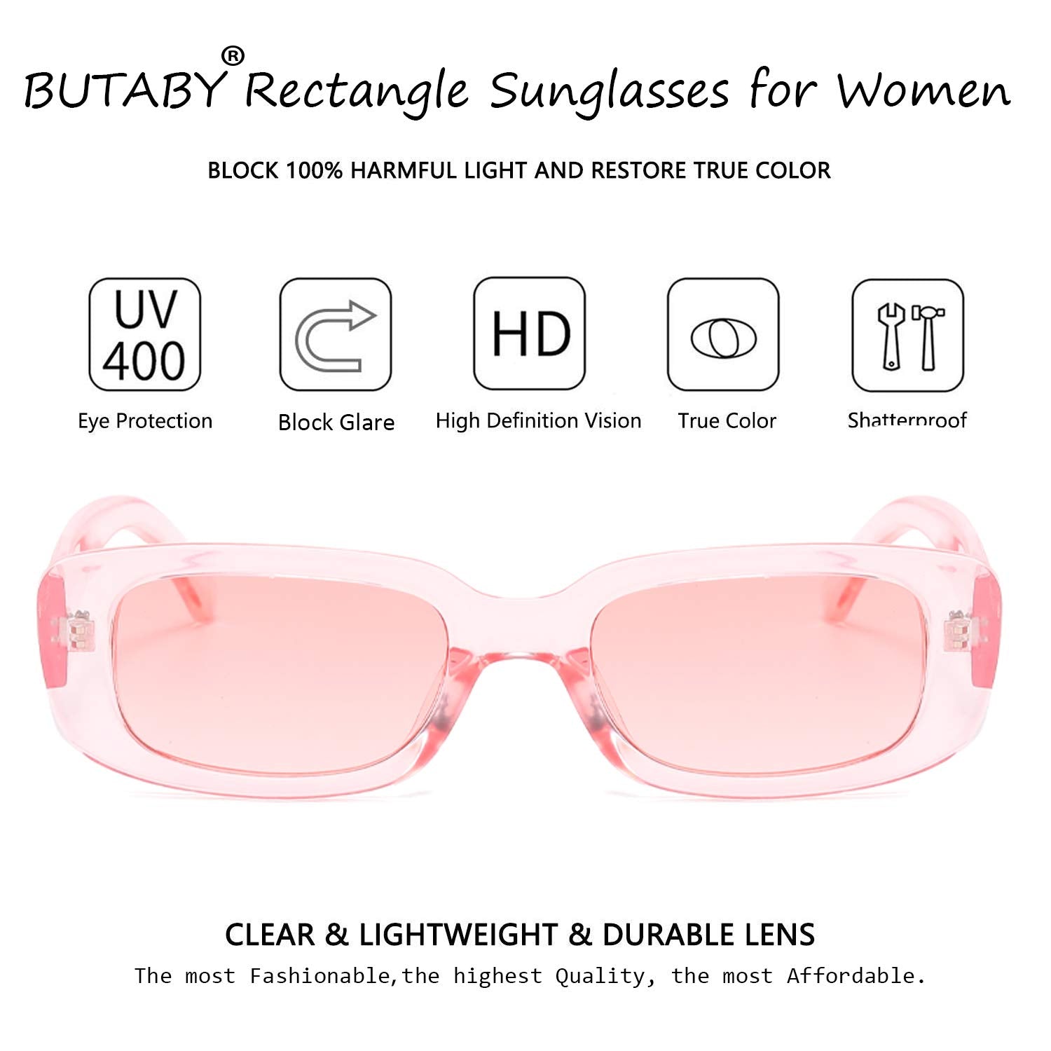 BUTABY Rectangle Sunglasses for Women Retro Driving Glasses 90’s Vintage Fashion Narrow Square Frame UV400 Protection