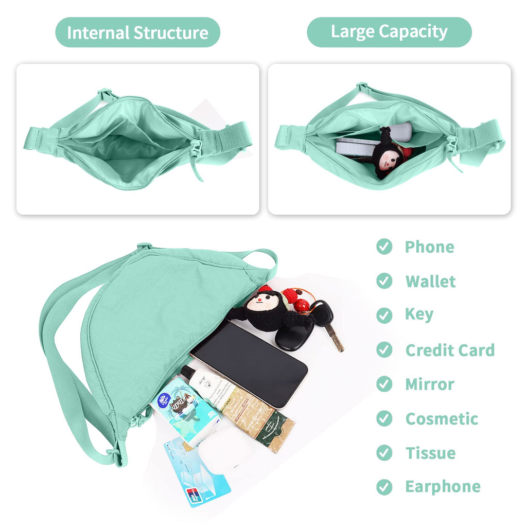 Nylon Crescent Crossbody Bag for Women Purses Trendy Men,Small Travel Sling Bag Hobo