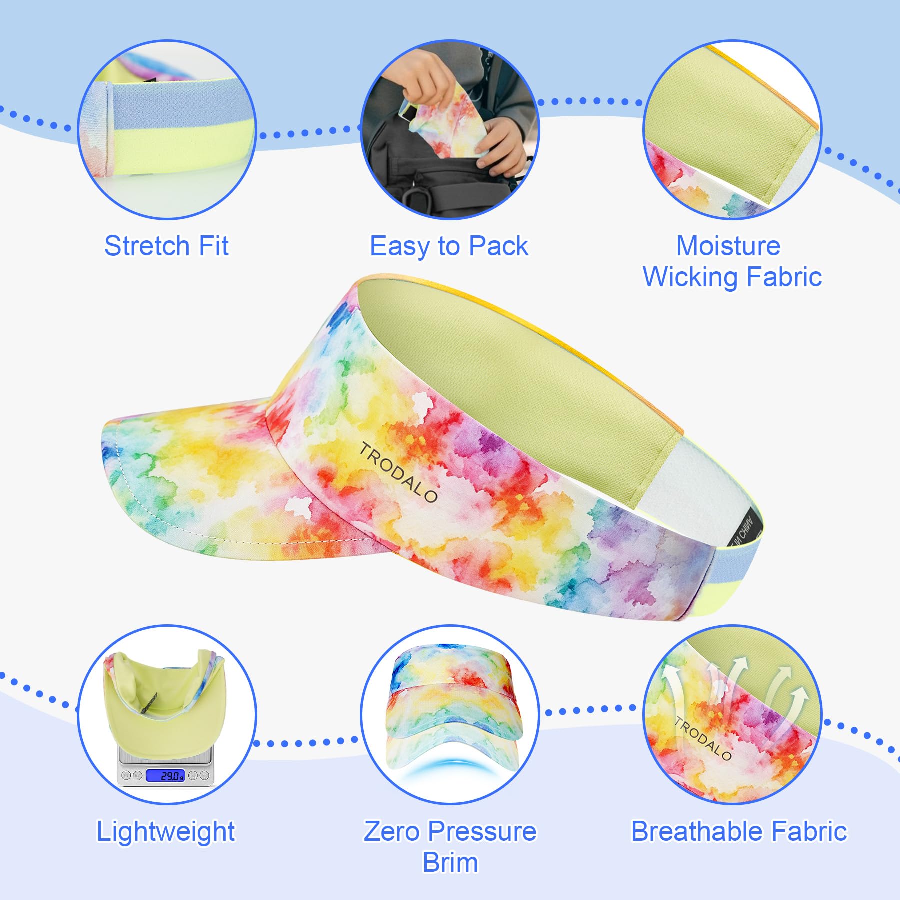 Kids Sun Visor Hats for Girls Boys, Lightweight Cooling Stretchy Visor, Packable Sports Hat for Running, Tennis, Golf