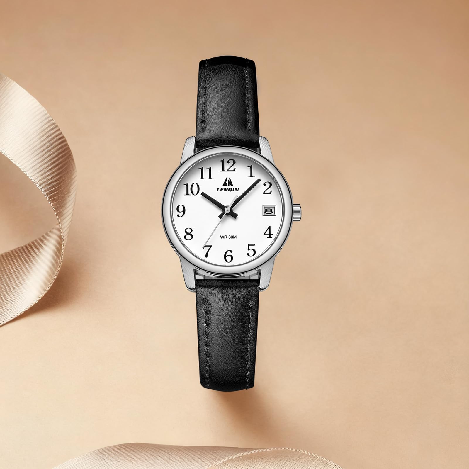 LN LENQIN Ladies Watches Analog Quartz Watch for Women Waterproof Women's Wrist Watches Easy Reader Womens Watch with Leather Strap
