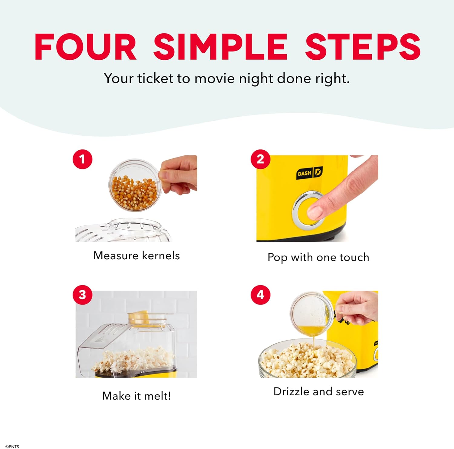 DASH Fresh Pop Popcorn Maker - Oil-Free, Air Popcorn Popper - With Measuring Cup & Recipe Guide - Perfect for Movie Nights - 16 Cups, Aqua