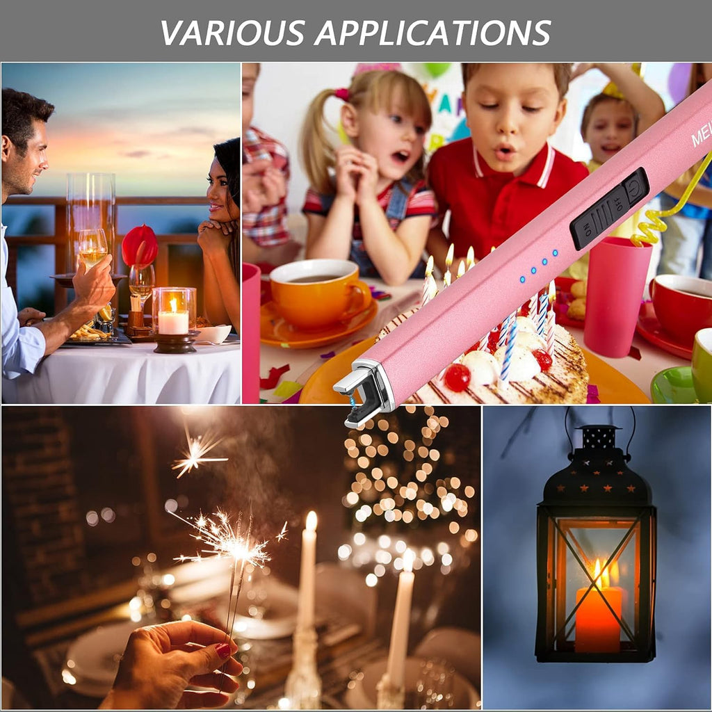 MEIRUBY Lighter Electric Candle Lighter, Birthday for Women Men Mom Wife Sister, Rechargeable USB Arc Lighters for Candle Camping BBQ