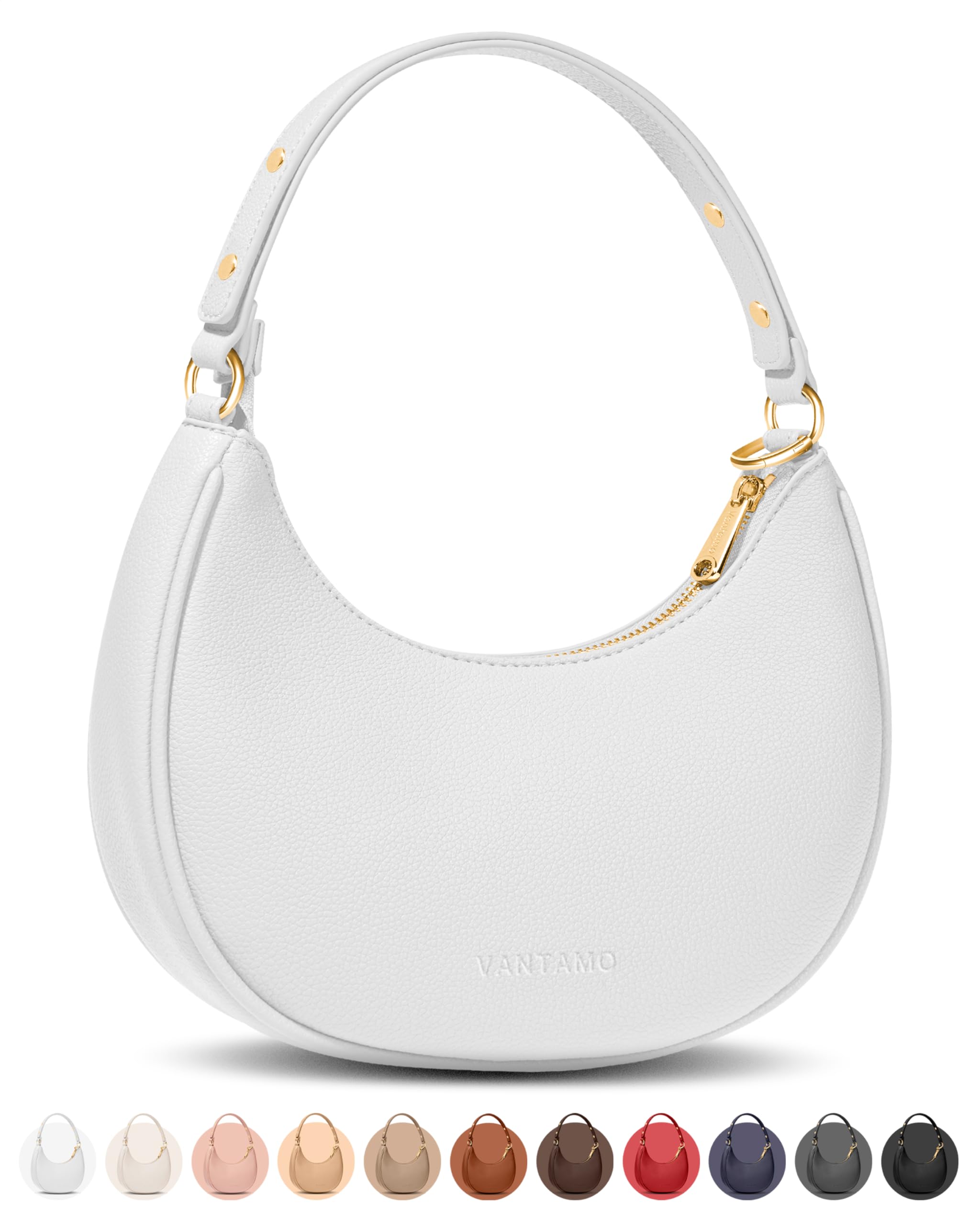 Vantamo Crescent Bags For Women with RFID Protection, Half Moon Clutch Purses for Women with Anti-Theft Clip for Extra Safety
