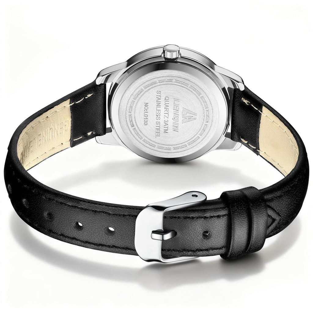 LN LENQIN Ladies Watches Analog Quartz Watch for Women Waterproof Women's Wrist Watches Easy Reader Womens Watch with Leather Strap