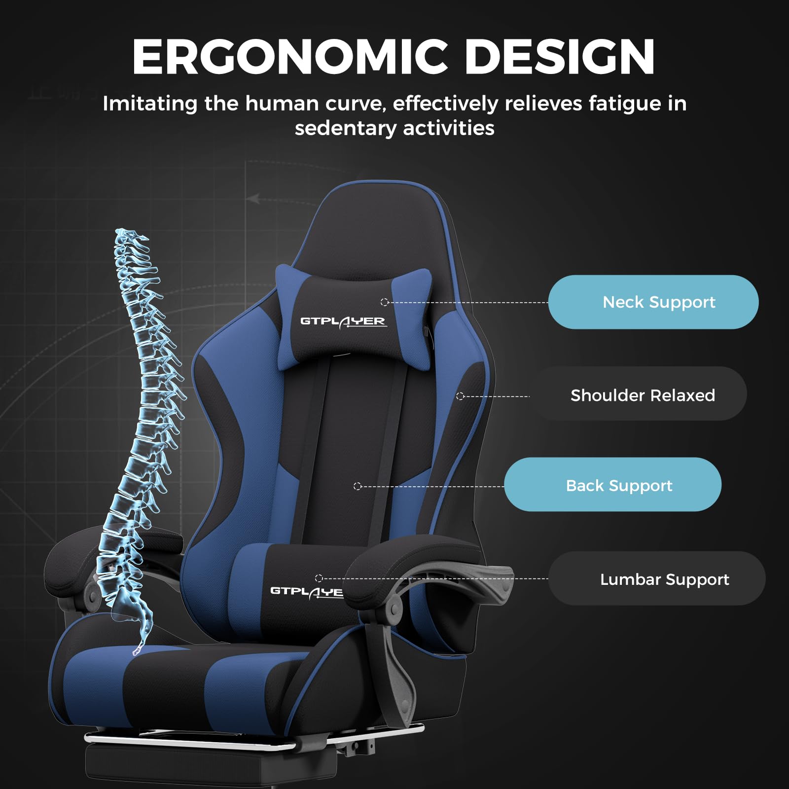 GTPLAYER Gaming Chair, Computer Chair with Footrest and Lumbar Support, Height Adjustable Game Chair with 360°-Swivel Seat and Headrest and for Office or Gaming (Pearl White)