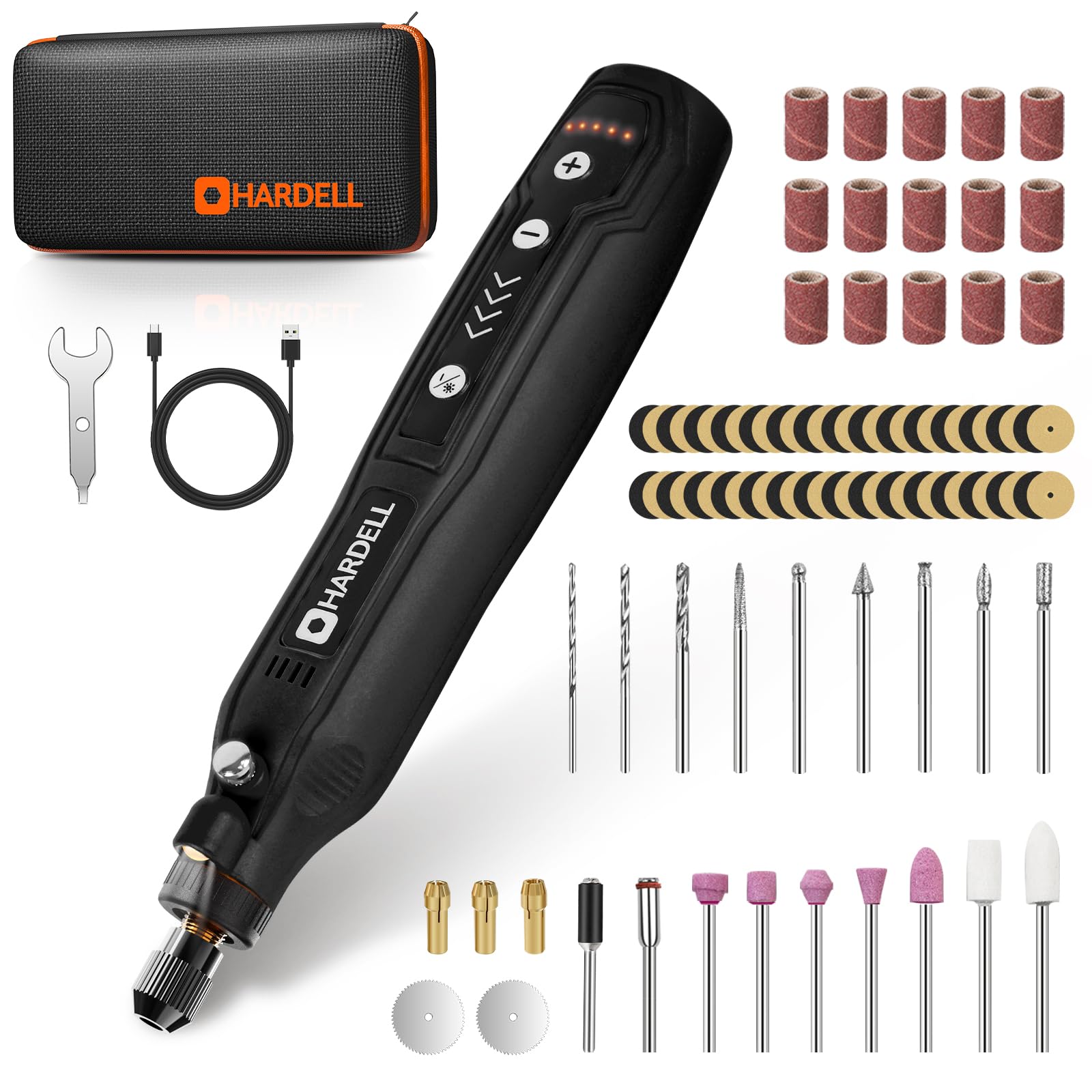 HARDELL Mini Cordless Rotary Tool, 5-Speed and USB Charging Rotary Tool Kit with 69 Accessories, Multi-Purpose 3.7V Power Rotary Tool for Sanding, Polishing, Drilling, Etching, Engraving, DIY Crafts