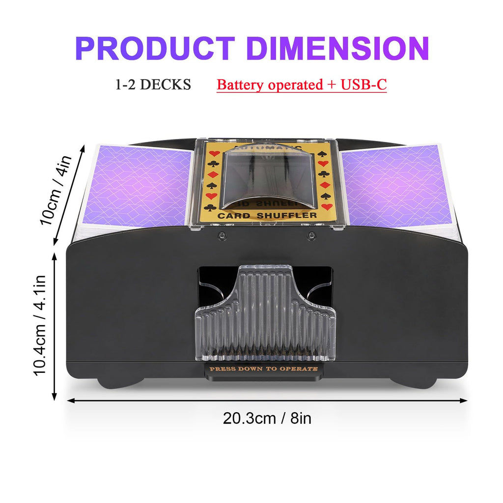 FEIERYA Automatic Card Shuffler 2 Deck,Battery-Operated Electric UNO Poker Shuffler,Playing Card Shuffler for Home Card Game,Travel