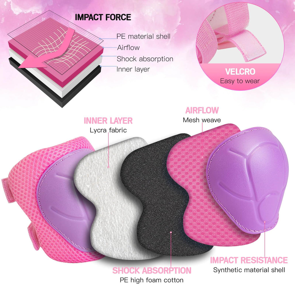 Wemfg Kids Protective Gear Set Knee Pads for Kids 3-14 Years Toddler Knee and Elbow Pads with Wrist Guards 3 in 1 for Skating Cycling Bike Rollerblading Scooter