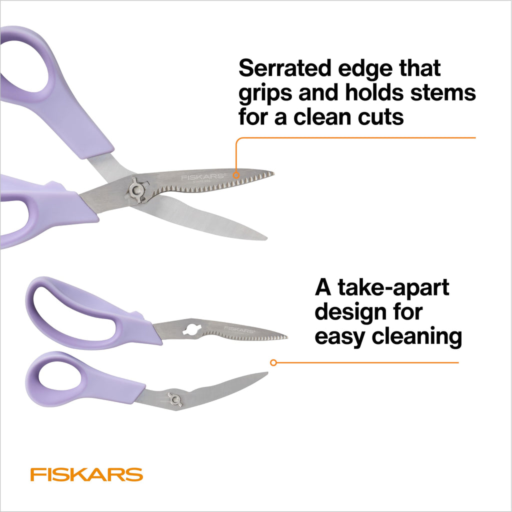Fiskars Bypass Pruning Shears, 5/8" Cut Capacity Gardening Scissors, Self-Cleaning Sap Groove Prevents Sticking, Non-Slip Grip for Cutting Stems & Branches, Sharp Steel Blades w/ Low-Friction Coating