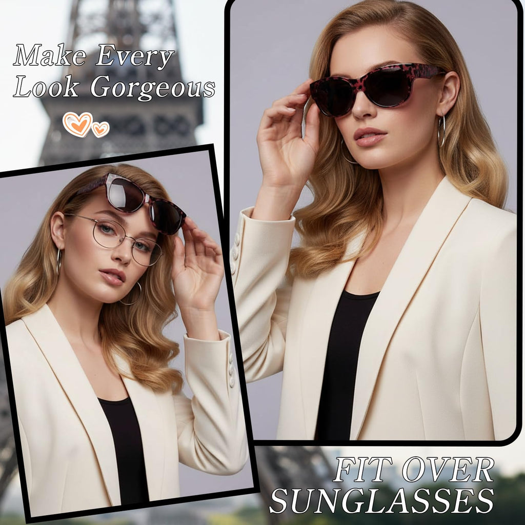 Myiaur Polarized Fit Over Glasses Sunglasses for Women, Trendy Wear Over Glasses UV400 Protection for Driving Outdoor