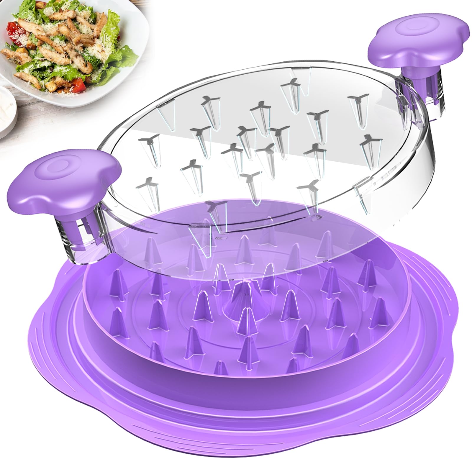 SURETIVIAN Chicken Shredder Tool Twist Large Chicken Breast Shredder with Brush&Fork, Visible Meat Shredder Machine, Strong Anti-Slip Strip, Ergonomic Handle, BPA Free, Suitable for Pork Beef Chicken