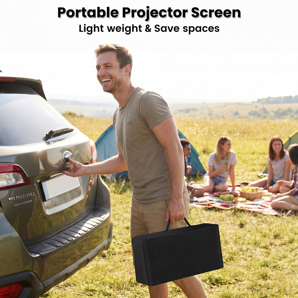 120inch Projector Screen with Stand: Portable Projector Screen Outdoor Indoor Front/Rear16:9 4K HD with Carry Bag Sandbag- Movie Screen for Backyard Moive Night, Camping, Theater