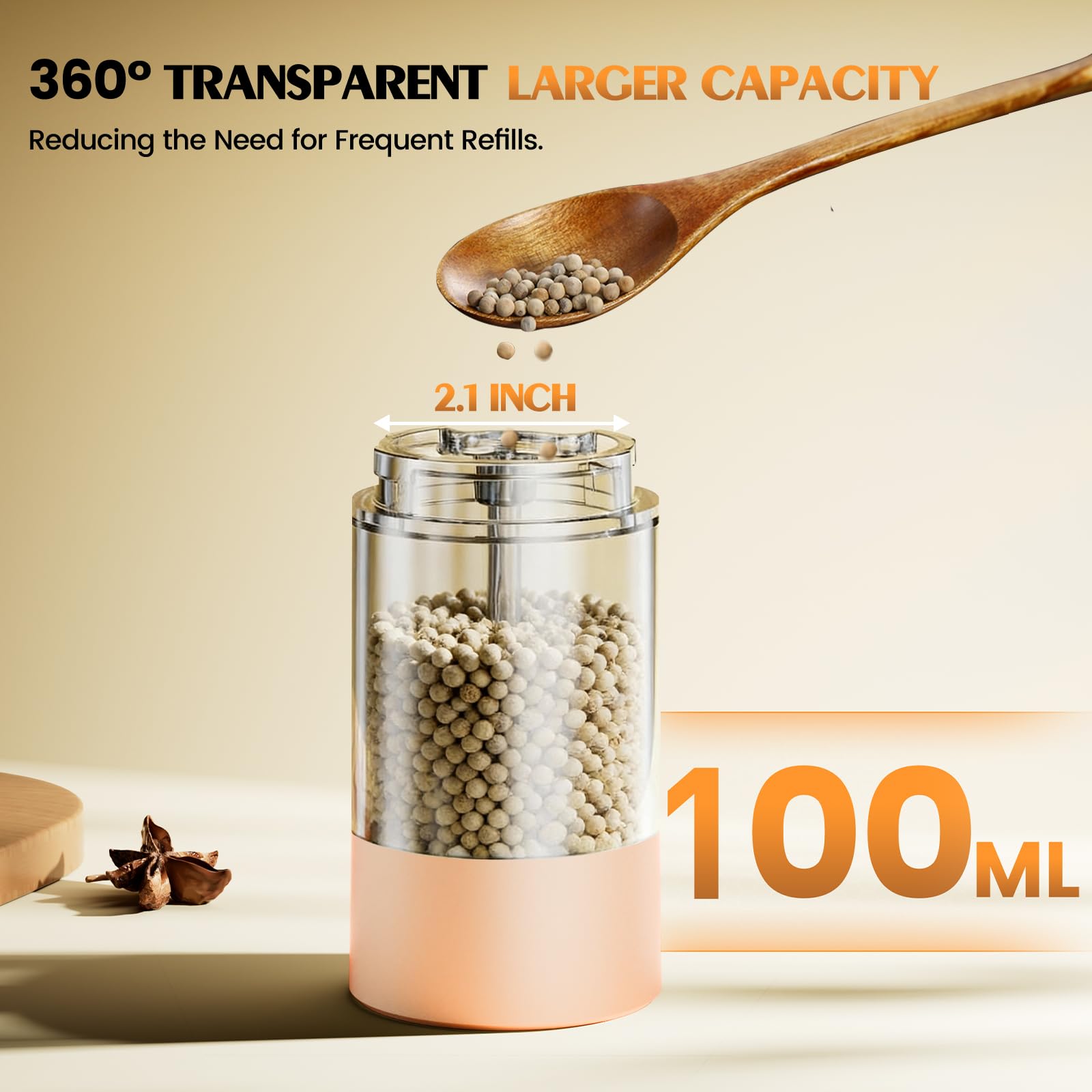 Electric Salt and Pepper Grinder Set Automatic Battery Pepper Mill Shakers Adjustable Coarseness Upgraded Larger Capacity with Led Home and Kitchen Appliances Birthday Gifts for Women Men