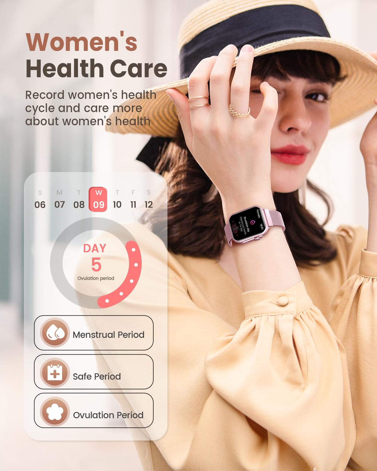 Smart Watch for Women Men Fitness: Smart Watch for iPhone&Android Bluetooth Call with SpO2 Sleep Heart Rate Monitor,IP68,Fitness Tracker with 120+Sport,Reloj Inteligente 30 Day+Battery Life, 2 Bands