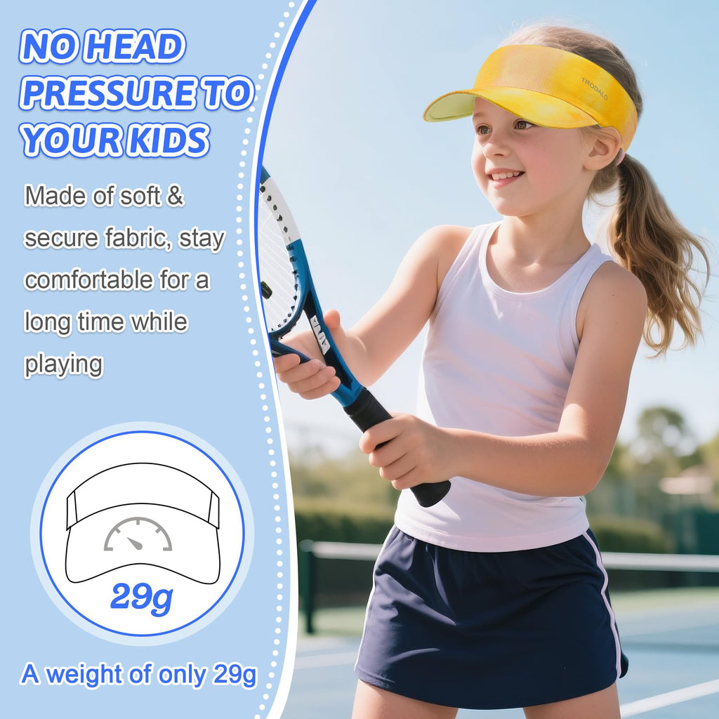 Kids Sun Visor Hats for Girls Boys, Lightweight Cooling Stretchy Visor, Packable Sports Hat for Running, Tennis, Golf