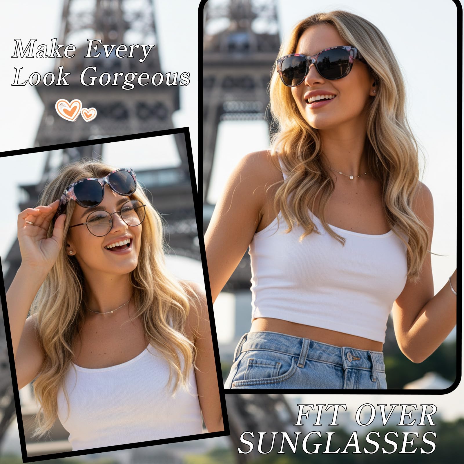 Myiaur Polarized Fit Over Glasses Sunglasses for Women, Trendy Wear Over Glasses UV400 Protection for Driving Outdoor