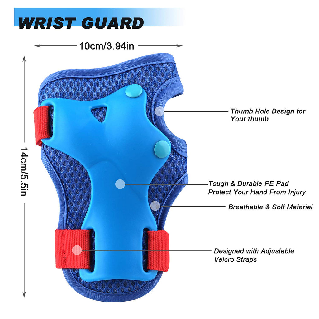 Wemfg Kids Protective Gear Set Knee Pads for Kids 3-14 Years Toddler Knee and Elbow Pads with Wrist Guards 3 in 1 for Skating Cycling Bike Rollerblading Scooter