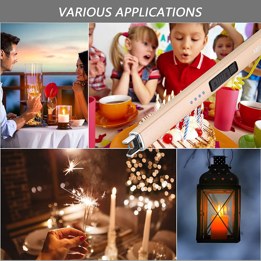 MEIRUBY Lighter Electric Candle Lighter, Birthday for Women Men Mom Wife Sister, Rechargeable USB Arc Lighters for Candle Camping BBQ