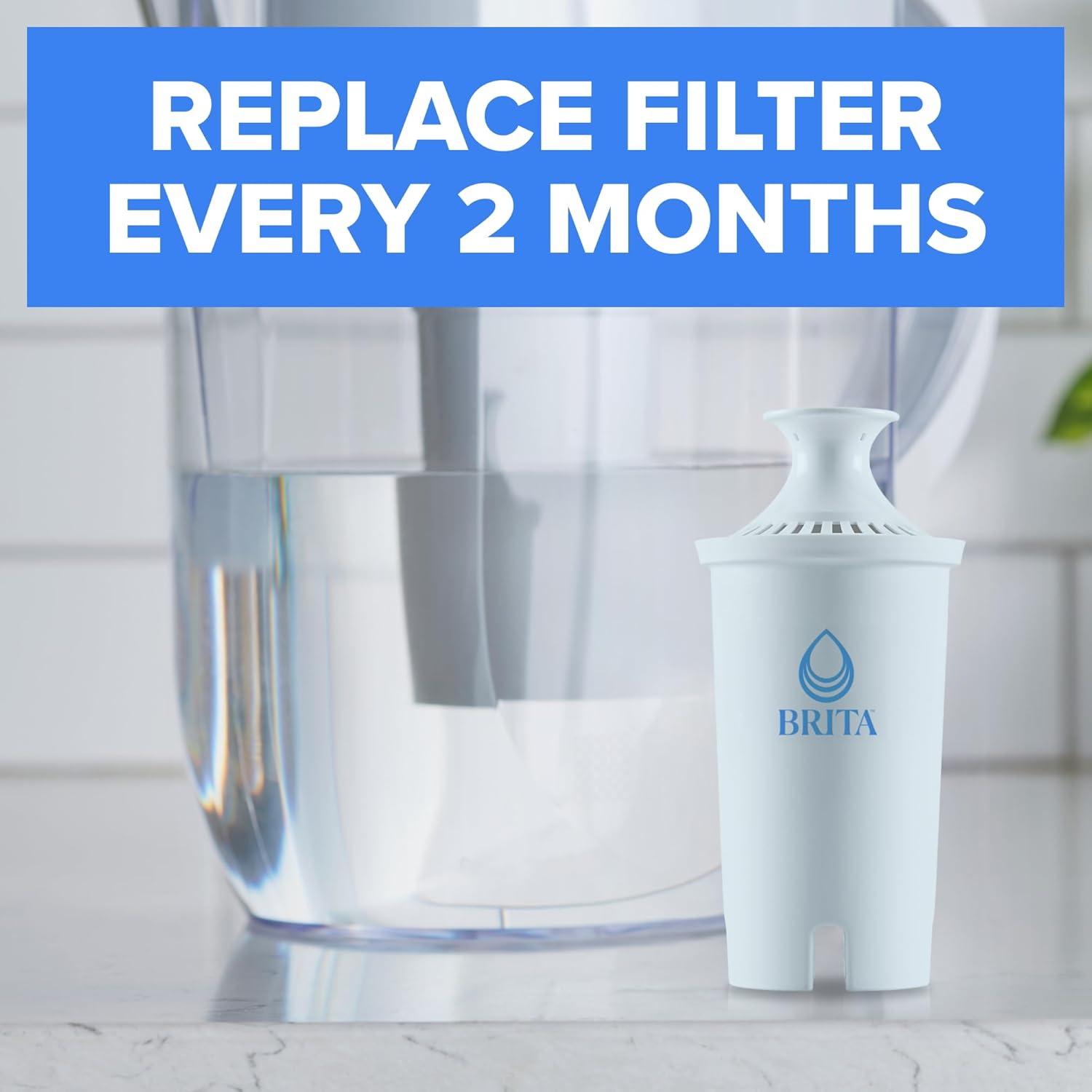 Brita BritaPlus Replacement Water Filter for Pitchers and Dispensers, WQA NSF/ANSI Certified, Reduces 2x More Contaminants vs. Standard Brita, Reduces Chlorine Zinc Copper Mercury & More, 4 Filters