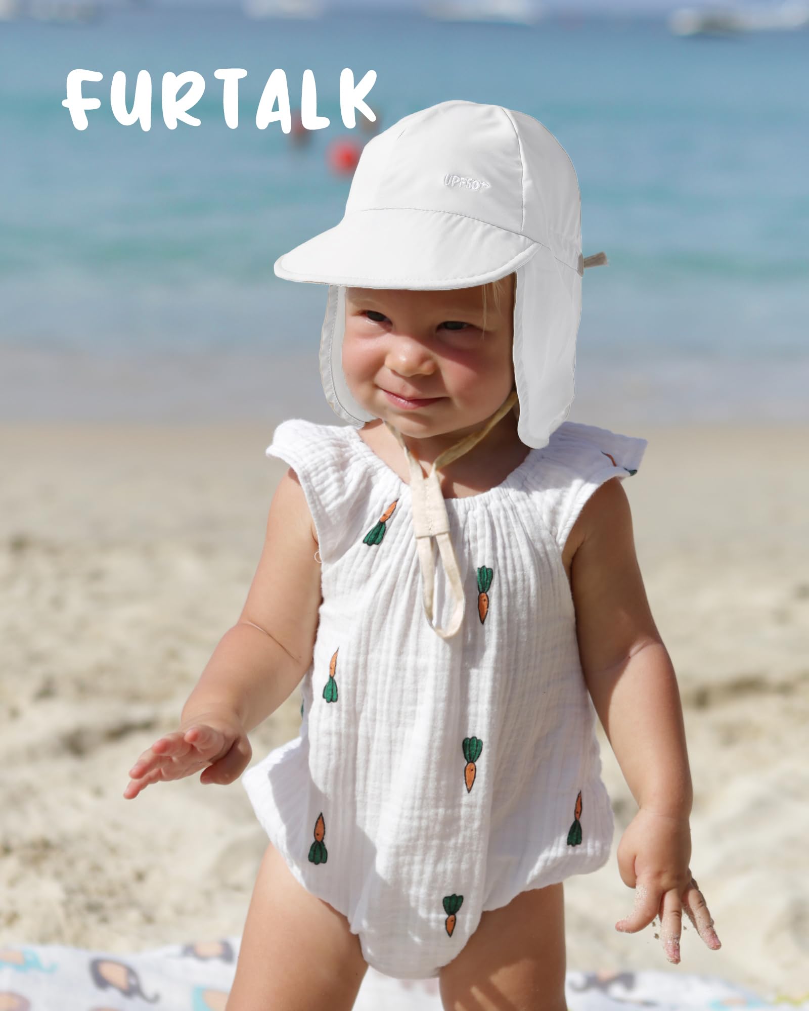 FURTALK Baby Sun Hat with Neck Flap UPF 50+ Adjustable Baby Boys Girls Summer Beach Hat for Traveling Swim Hat
