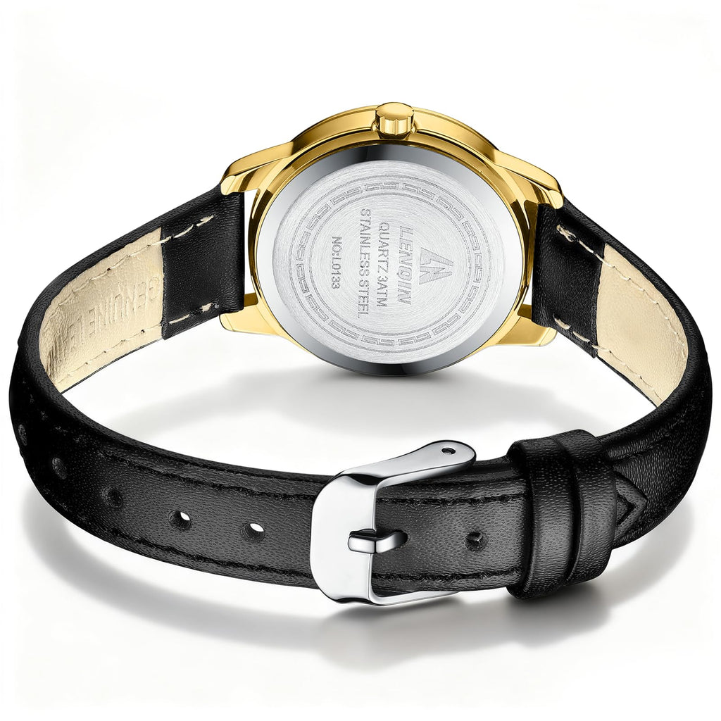 LN LENQIN Ladies Watches Analog Quartz Watch for Women Waterproof Women's Wrist Watches Easy Reader Womens Watch with Leather Strap