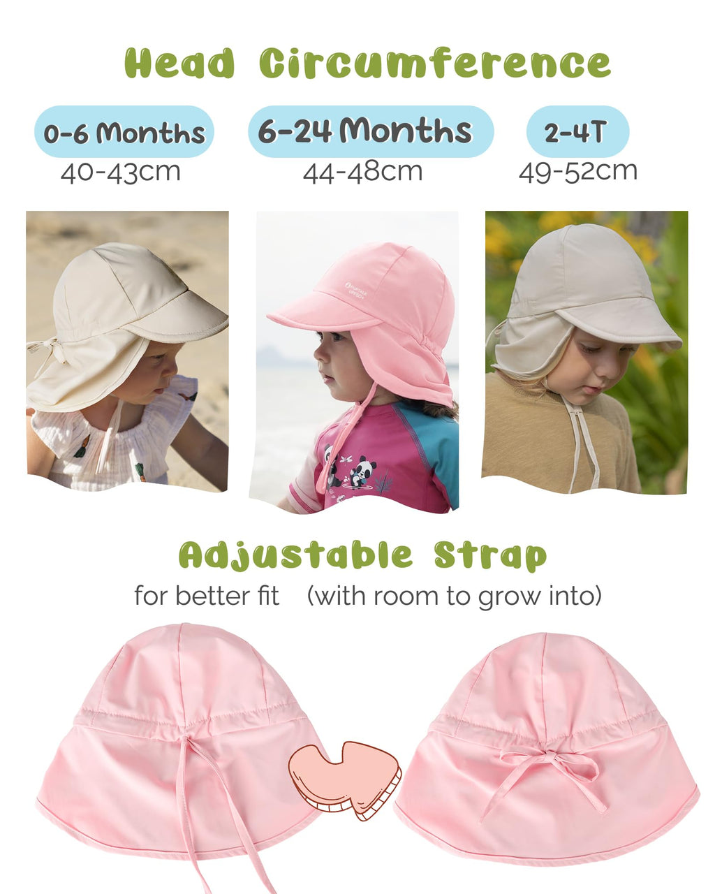 FURTALK Baby Sun Hat with Neck Flap UPF 50+ Adjustable Baby Boys Girls Summer Beach Hat for Traveling Swim Hat