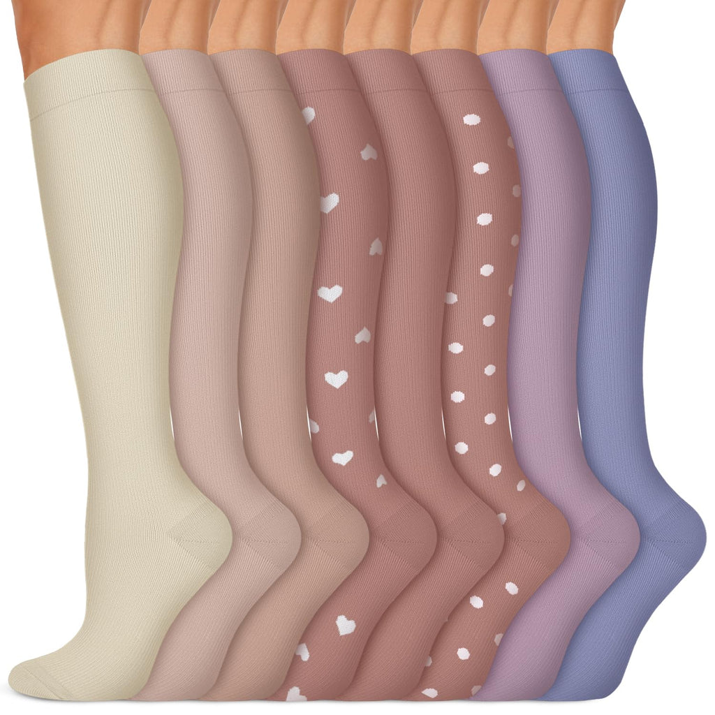 Copper Compression Socks 15-20 mmHg for Men & Women 8 Pairs – Circulation Support for Nurses, Travel, Running, Hiking, Soccer