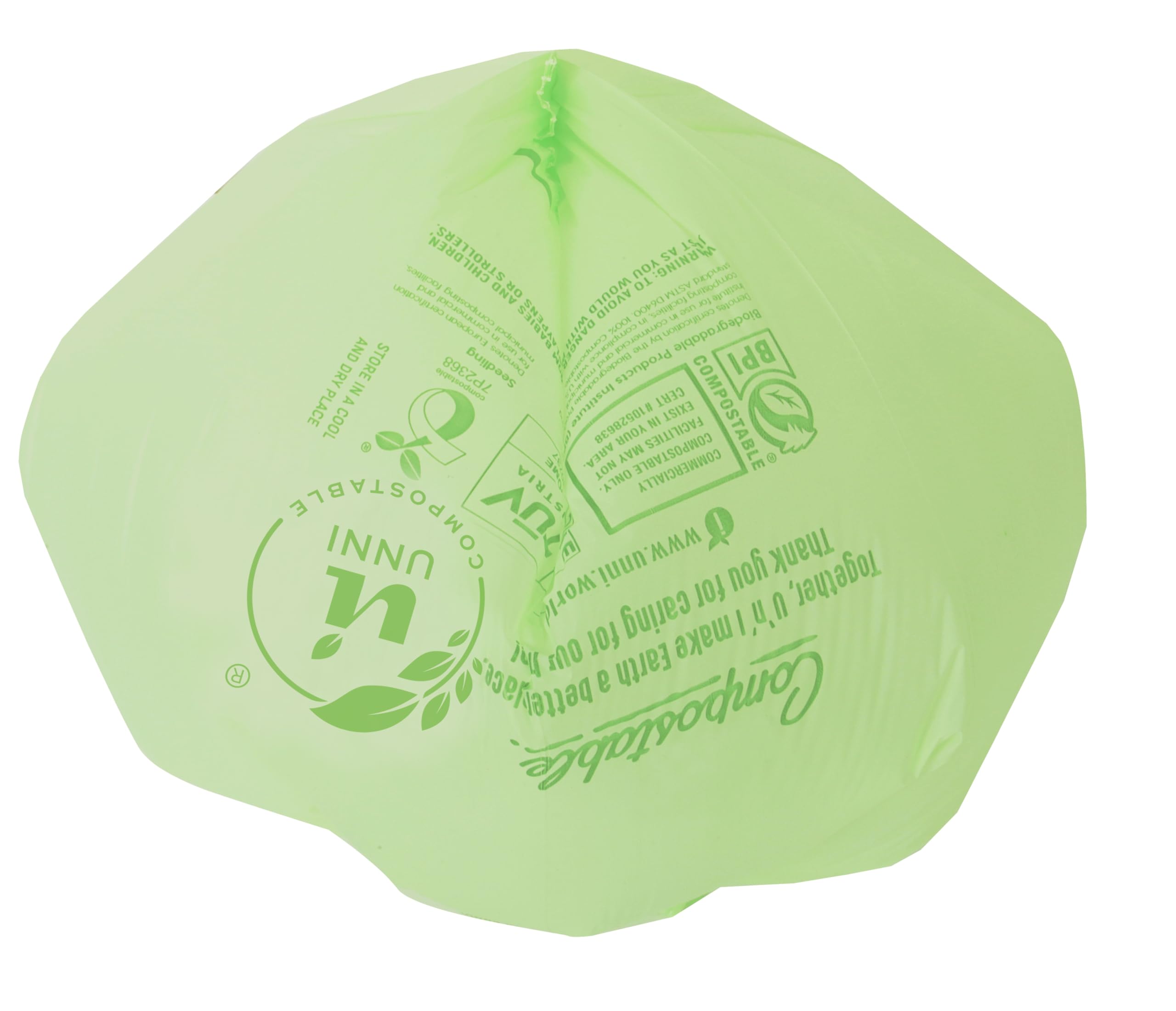 UNNI Compostable Trash Bags, 2.6 Gallon / 9.84 Liter, 100 Count, Extra Thick 0.71 Mil Small Kitchen Food Scrap Bin Liners, Certified by BPI, CMA & OK compost HOME, Meets the ASTM D6400 Standard