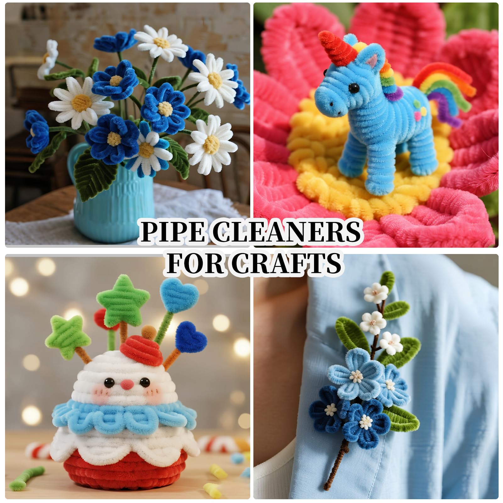 Pipe Cleaners Craft Bulk,Kids Toys & Games Gifts,200pcs Arts Crafts,Chenille Stems Art Supplies for Projects Creative DIY Room Decor,Christmas Decorations,Juegos para Niños Fidget Toys for Ages 5-7