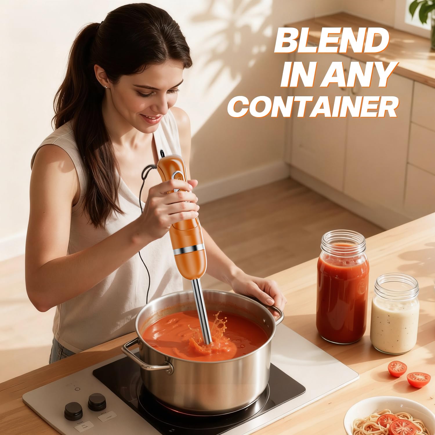 Turelar Immersion Blender Handheld Corded Hand Blenders Set 1100W, Trigger Variable Speed 5 in 1 Stick Emulsifier with Chopper, Whisk and Frother for Soup, Baby Food and Smoothies,Black