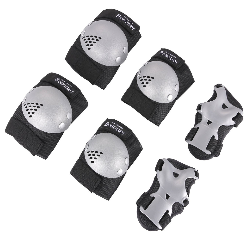 BOSONER Kids/Youth Knee Pads Elbow Pads Wrist Guards Set for 3-15 Years, Child Protective Gear Set for Roller Skates, Cycling, BMX Bike, Skateboard, Inline Skating, Scooter Riding Sports…