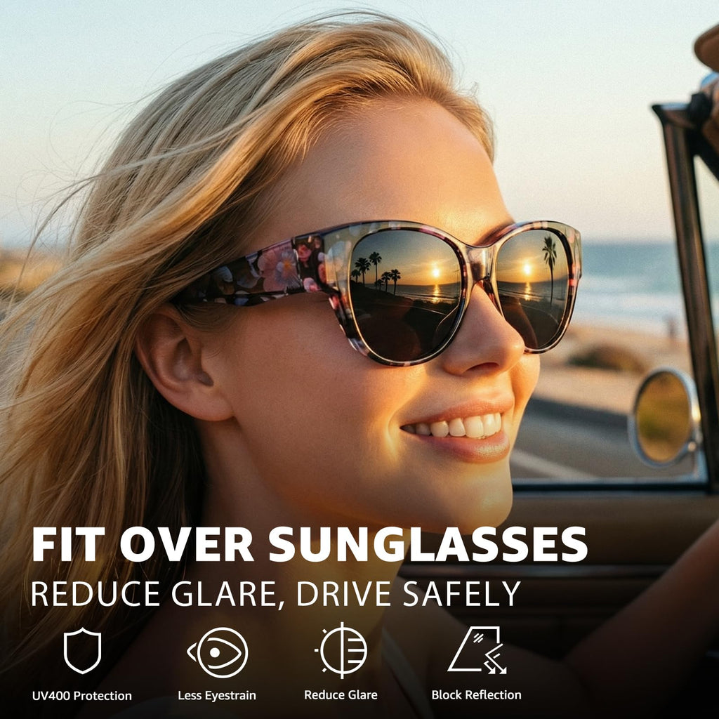 Myiaur Polarized Fit Over Glasses Sunglasses for Women, Trendy Wear Over Glasses UV400 Protection for Driving Outdoor