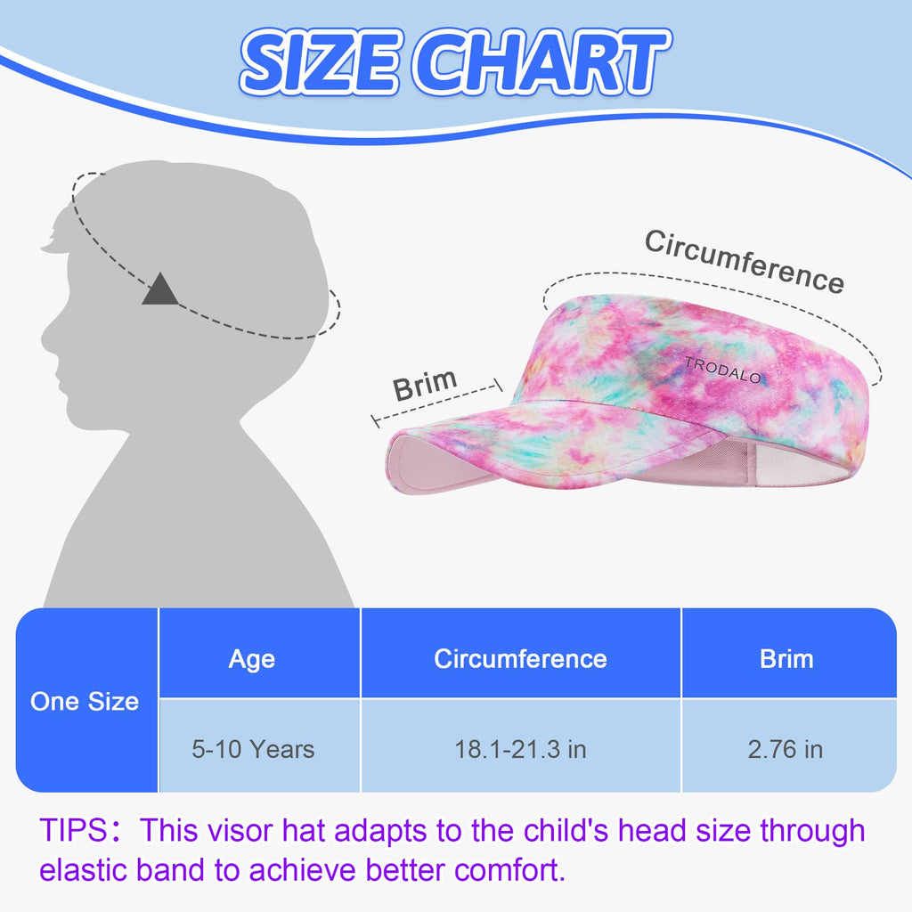 Kids Sun Visor Hats for Girls Boys, Lightweight Cooling Stretchy Visor, Packable Sports Hat for Running, Tennis, Golf