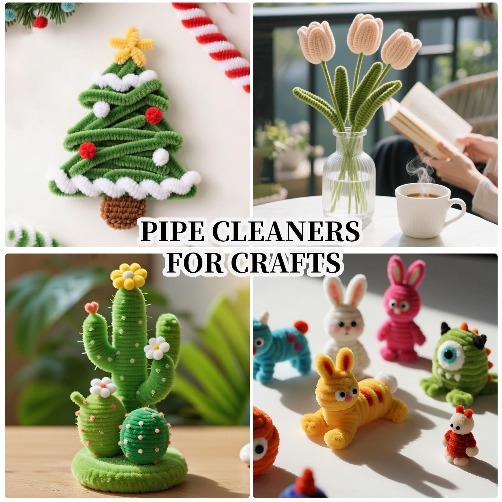 Pipe Cleaners Craft Bulk,Kids Toys & Games Gifts,200pcs Arts Crafts,Chenille Stems Art Supplies for Projects Creative DIY Room Decor,Christmas Decorations,Juegos para Niños Fidget Toys for Ages 5-7