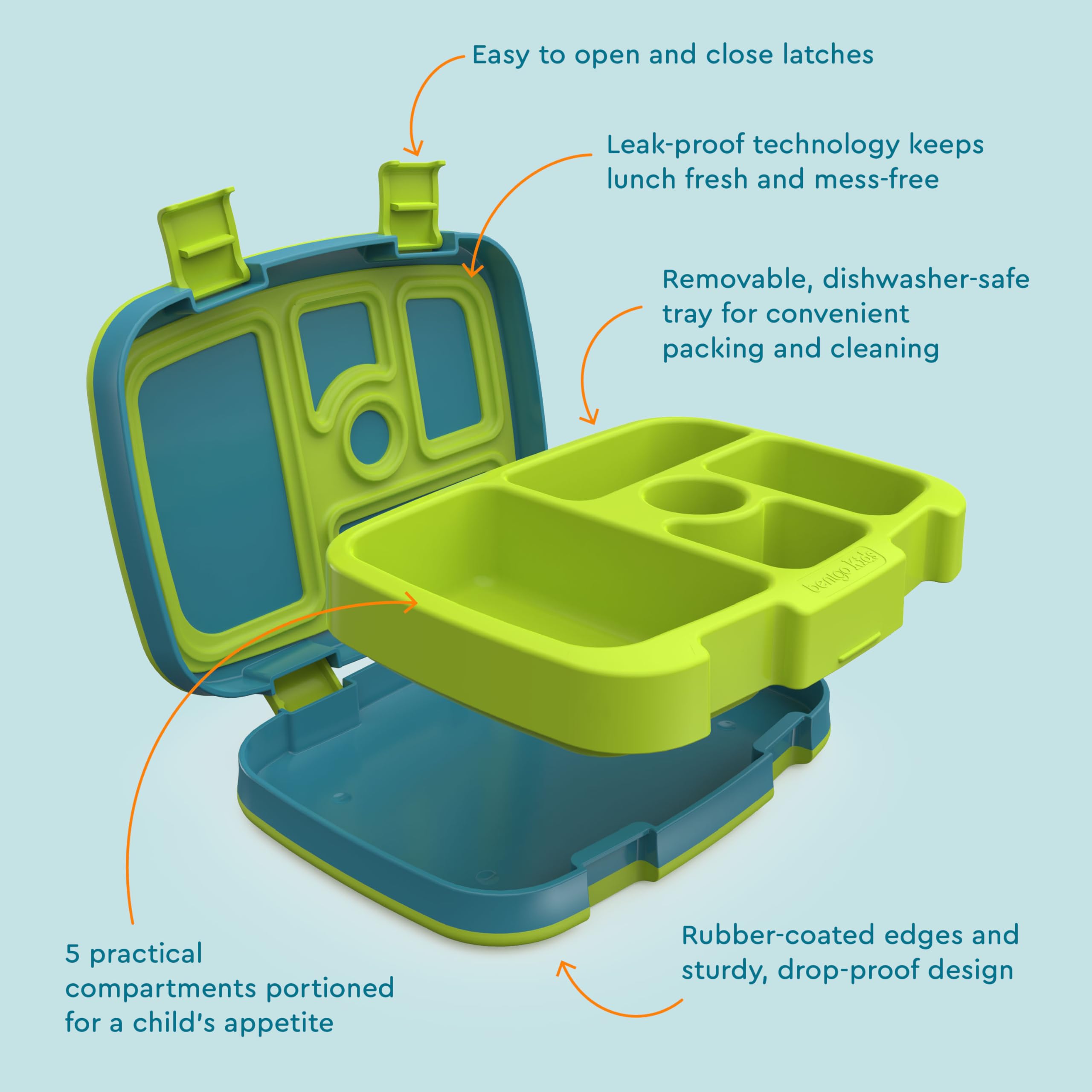 Bentgo Kids Prints Leak-Proof, 5-Compartment Bento-Style Kids Lunch Box - Ideal Portion Sizes for Ages 3-7, Durable, Drop-Proof, Dishwasher Safe, & PFAS & BPA-Free Materials (Unicorn)