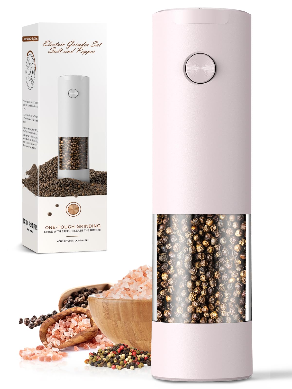 Electric Salt and Pepper Grinder Set Automatic Battery Pepper Mill Shakers Adjustable Coarseness Upgraded Larger Capacity with Led Home and Kitchen Appliances Birthday Gifts for Women Men