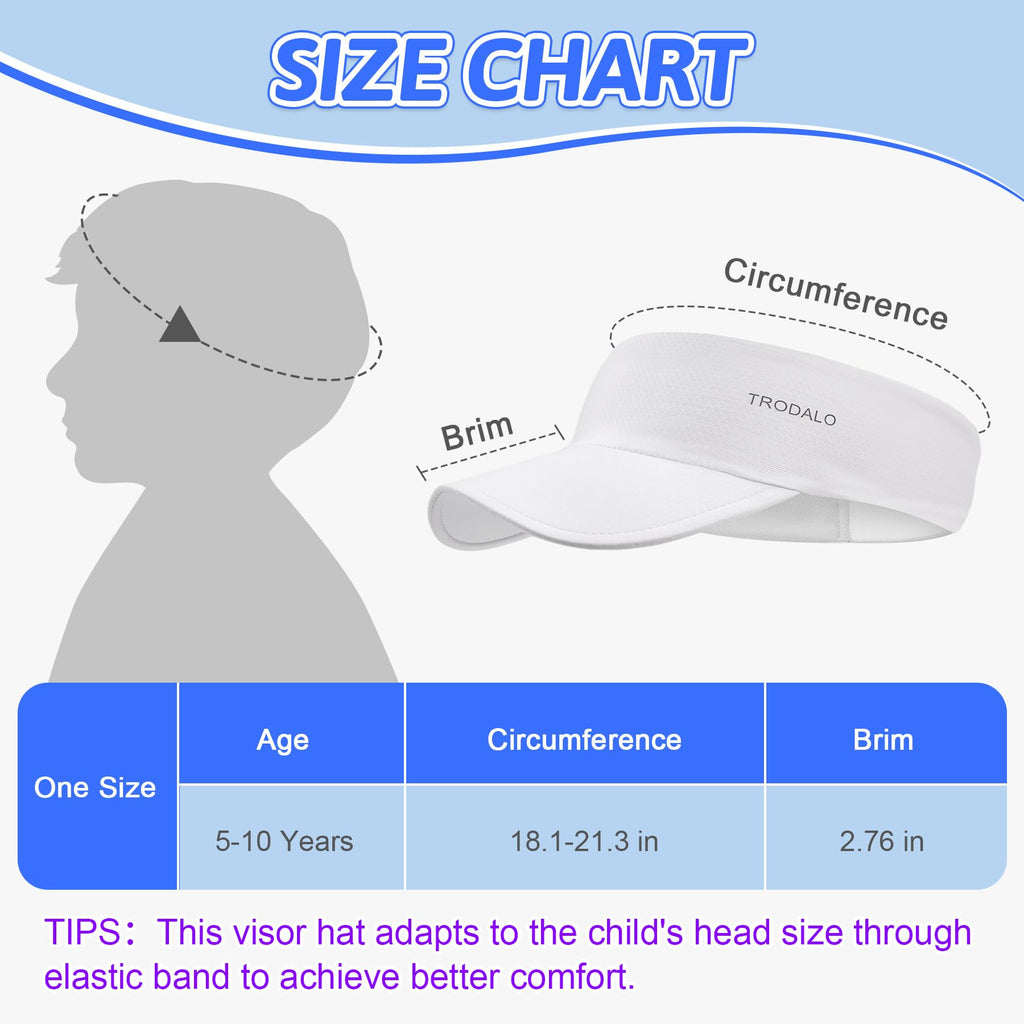 Kids Sun Visor Hats for Girls Boys, Lightweight Cooling Stretchy Visor, Packable Sports Hat for Running, Tennis, Golf