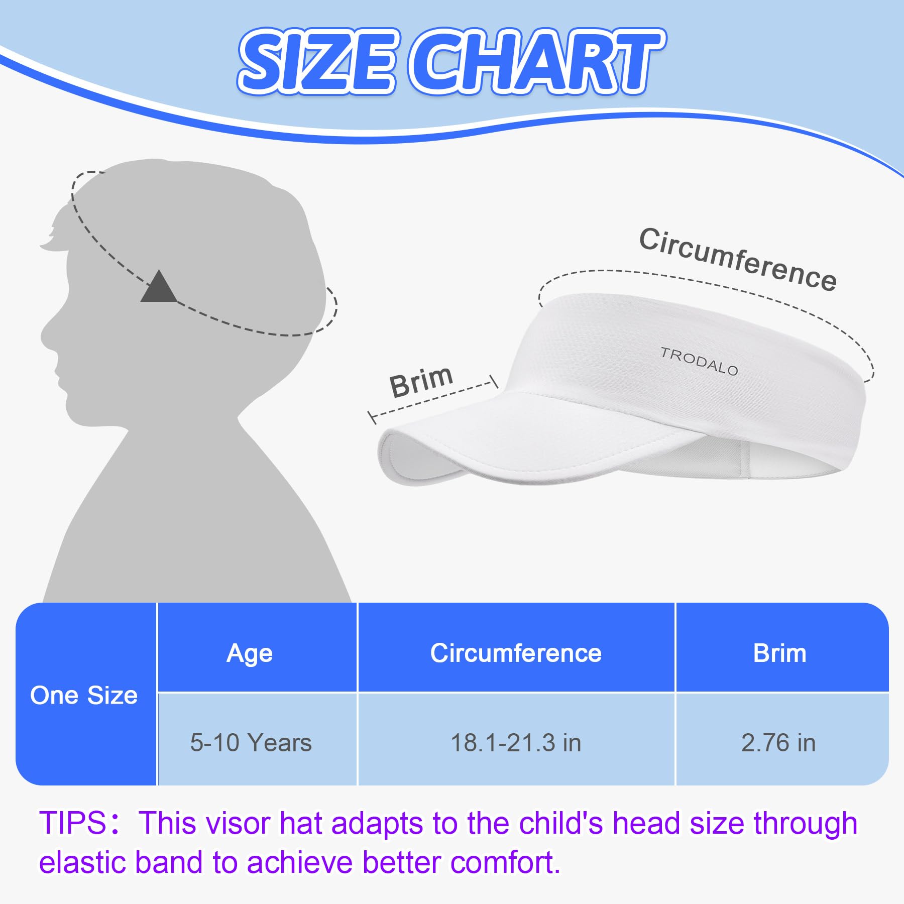 Kids Sun Visor Hats for Girls Boys, Lightweight Cooling Stretchy Visor, Packable Sports Hat for Running, Tennis, Golf