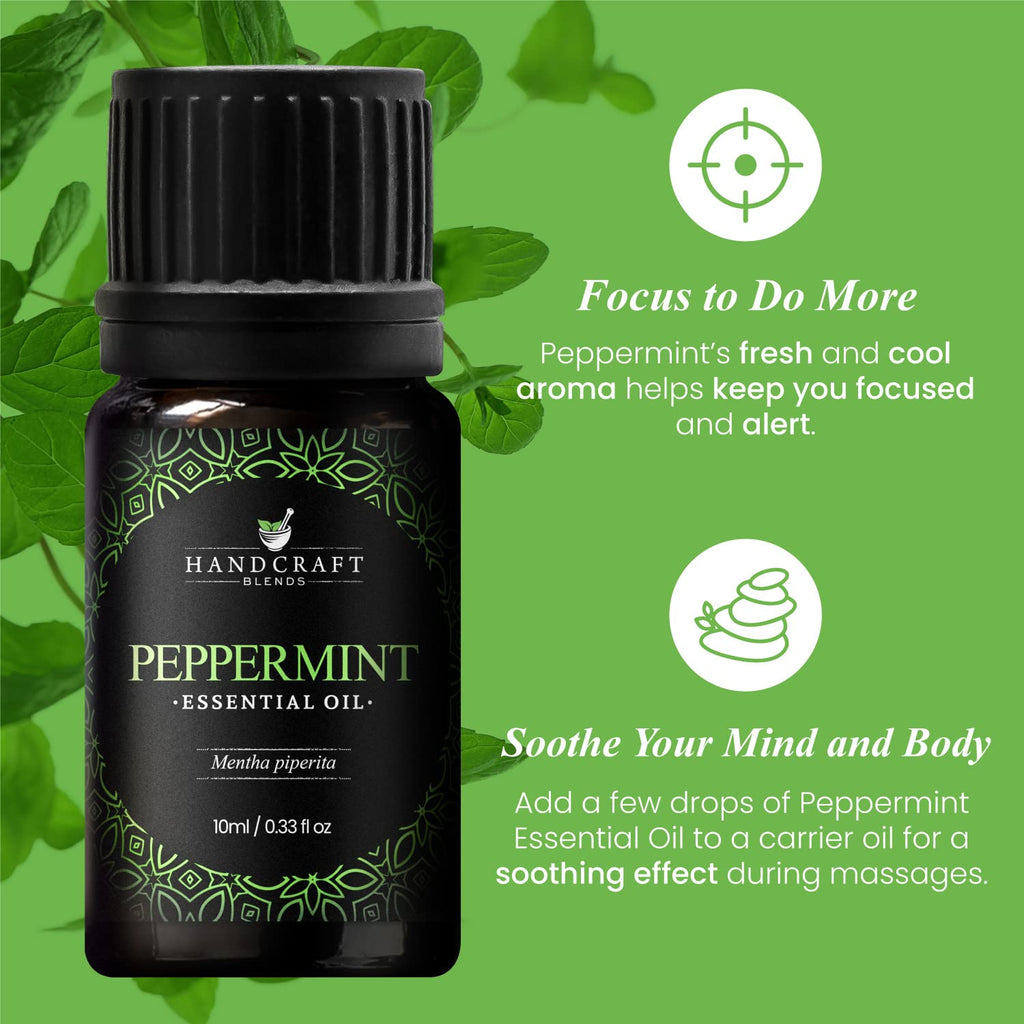 Handcraft Blends Peppermint Essential Oil – Huge 4 Fl Oz – 100% Pure and Natural – Premium Grade Essential Oil for Diffuser and Aromatherapy, Skin, Massage, Candle and Soap Making Fragrance