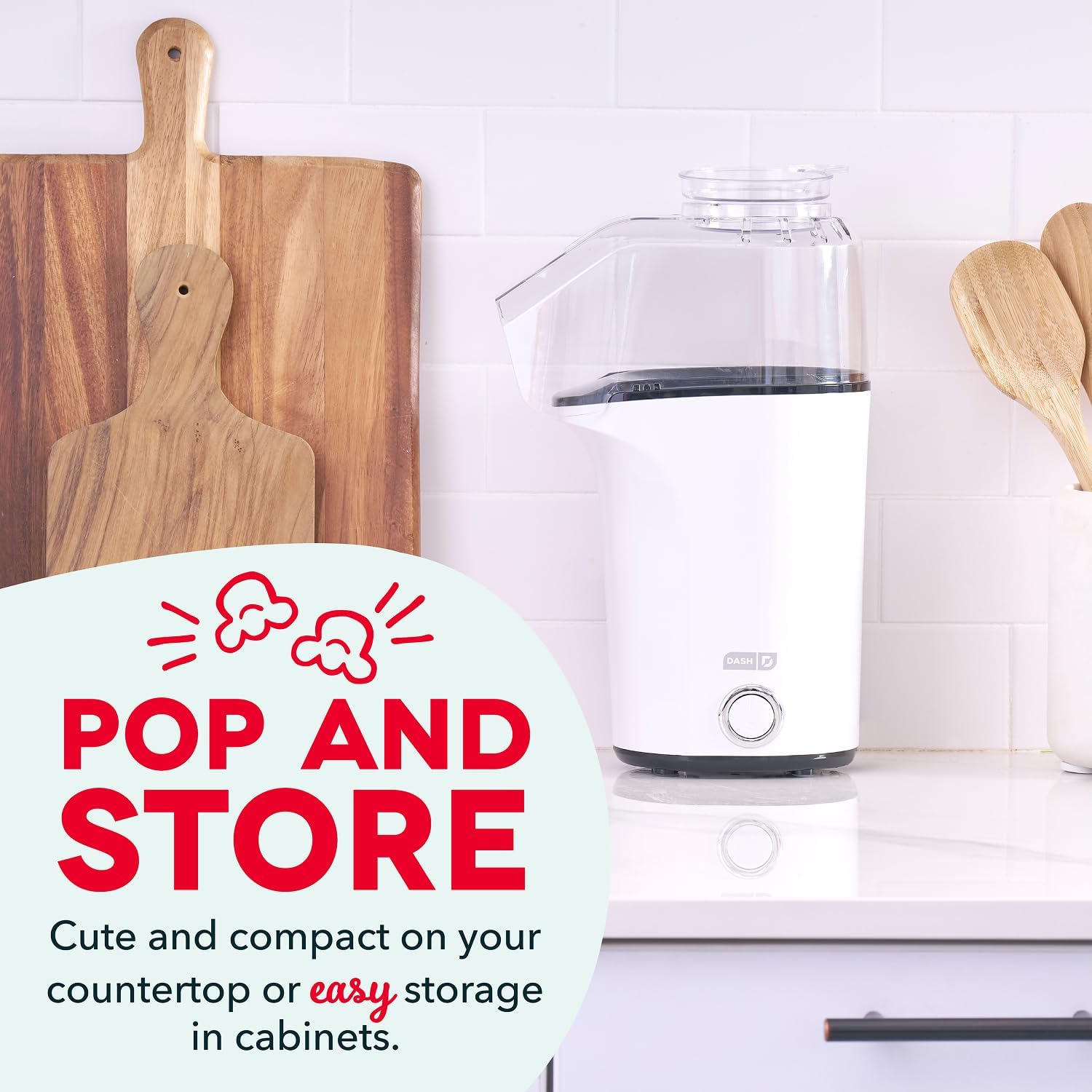 DASH Fresh Pop Popcorn Maker - Oil-Free, Air Popcorn Popper - With Measuring Cup & Recipe Guide - Perfect for Movie Nights - 16 Cups, Aqua